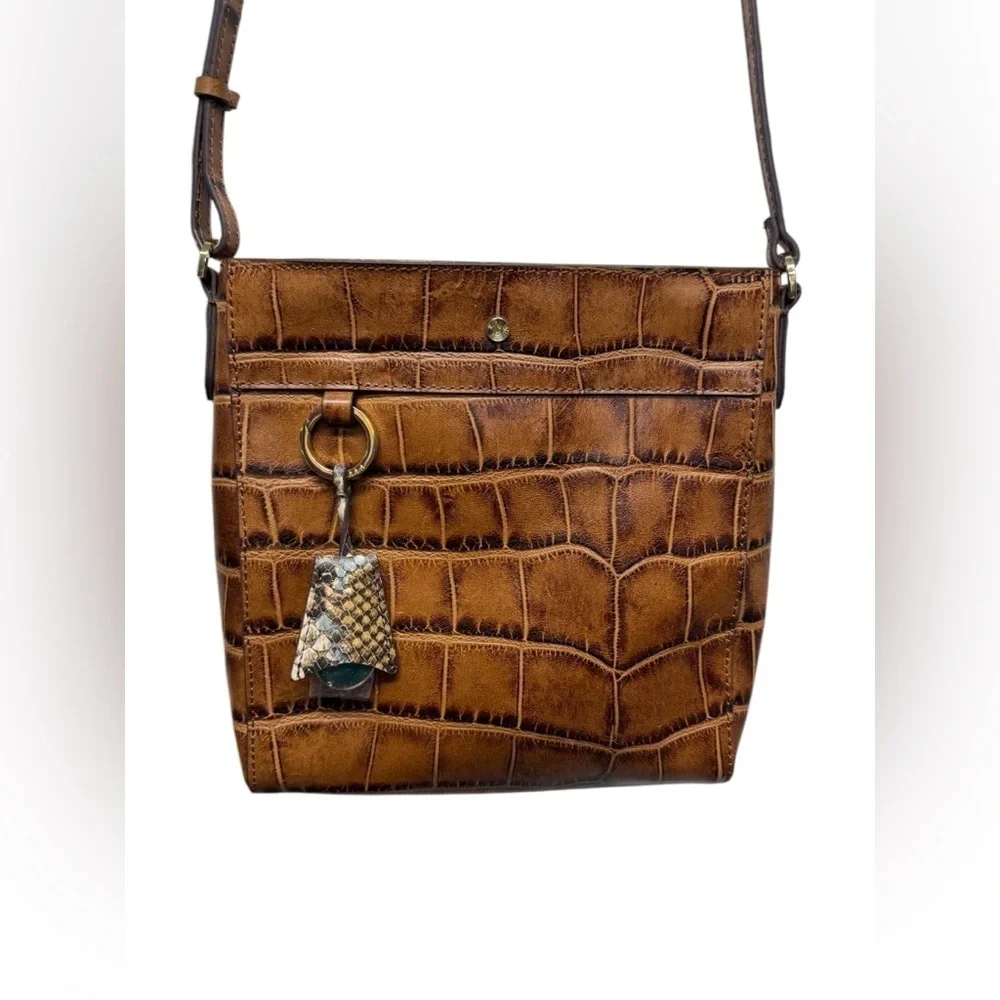 NWOT G.l.L.I. Croco Brown Leather North/ South Andria Crossbody